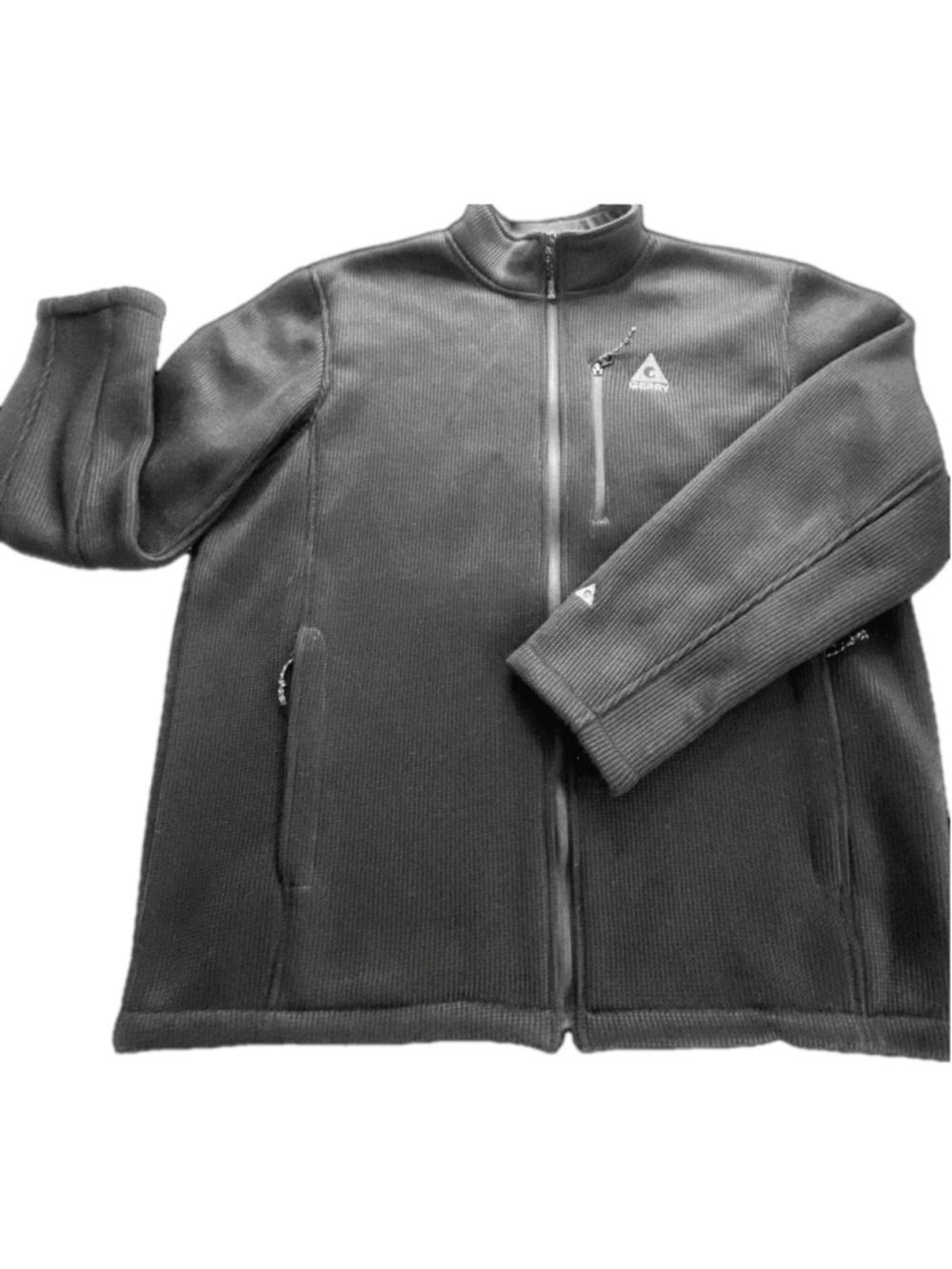 Gerry Jacket Mens 2X Black Waffle Knit Ribbed Fleece Lined Basecamp Gorpcore